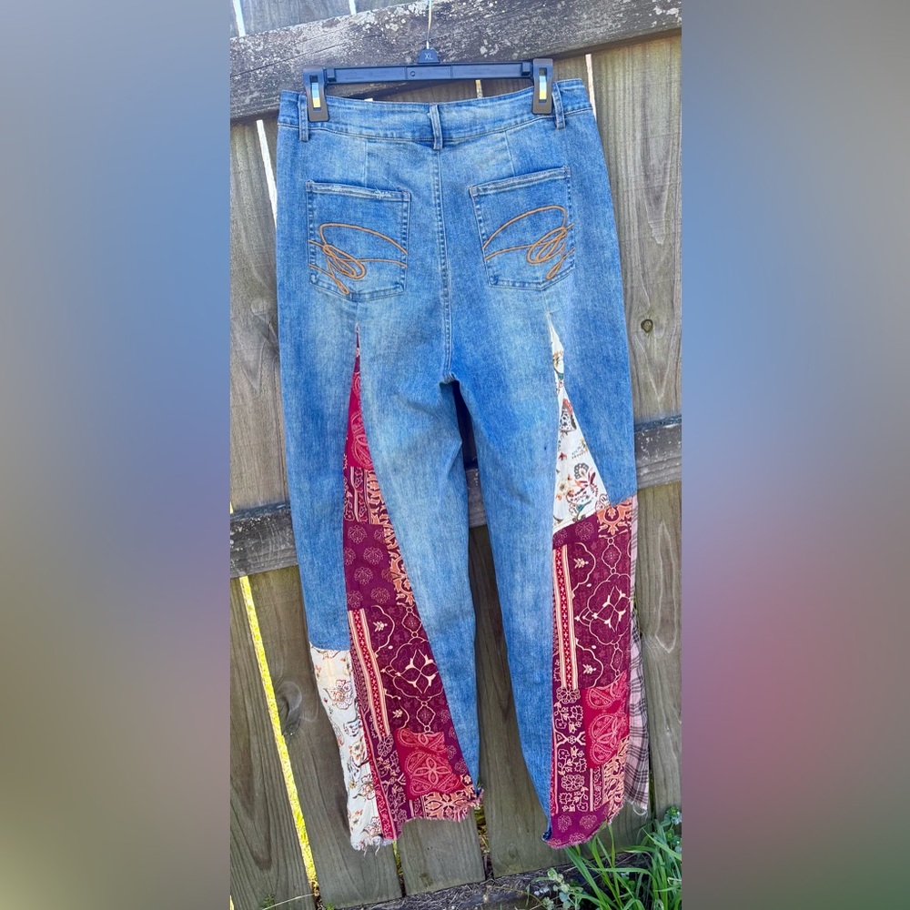 JADED GYPSY Patchwork Denim Jeans L/XL - Picture 2 of 4